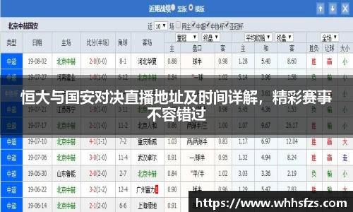 恒大与国安对决直播地址及时间详解，精彩赛事不容错过